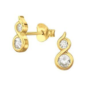 14K Gold Vermeil Infinity Ear Studs | 4 CZ Stones